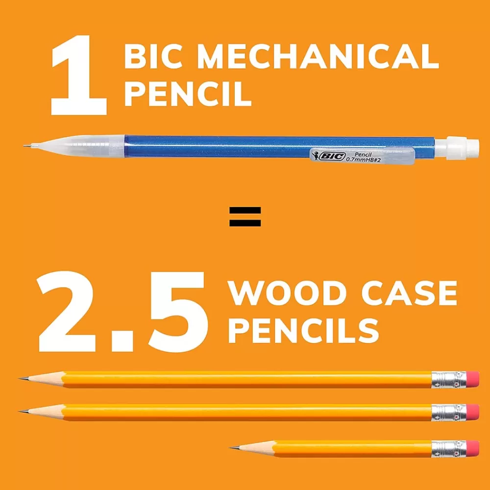 BIC Pencils<Xtra Sparkle Mechanical Pencils, 0.7mm, #2 Hard Lead, 24/Pack (MPLP241-BLK)