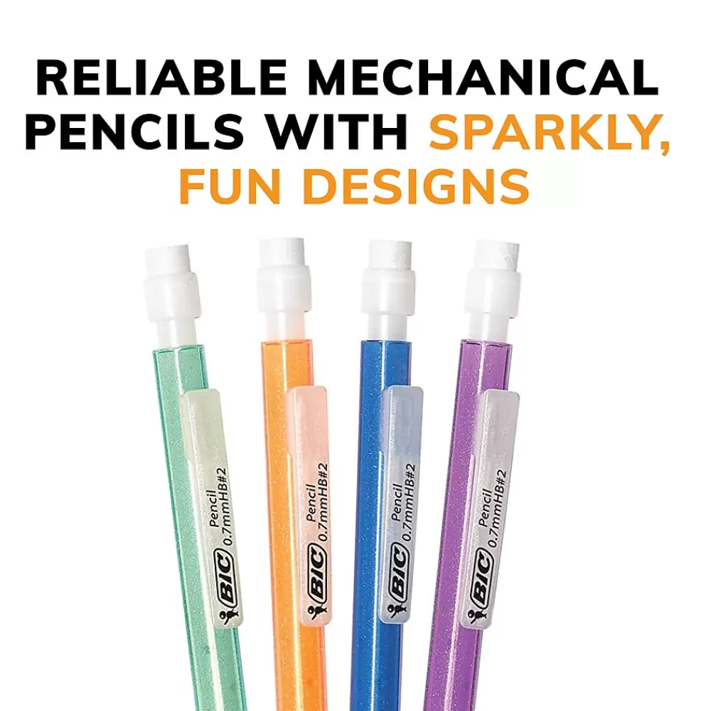 BIC Pencils<Xtra Sparkle Mechanical Pencils, 0.7mm, #2 Hard Lead, 24/Pack (MPLP241-BLK)