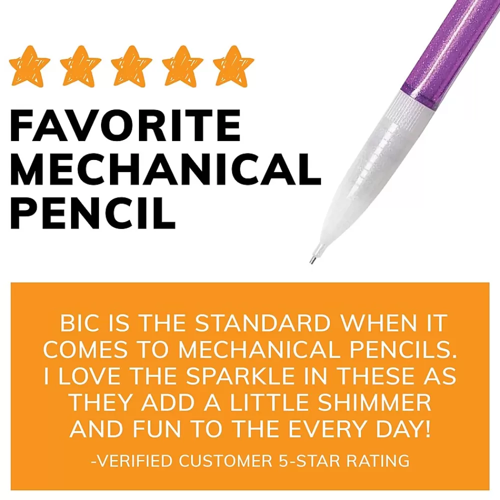 BIC Pencils<Xtra Sparkle Mechanical Pencils, 0.7mm, #2 Hard Lead, 24/Pack (MPLP241-BLK)