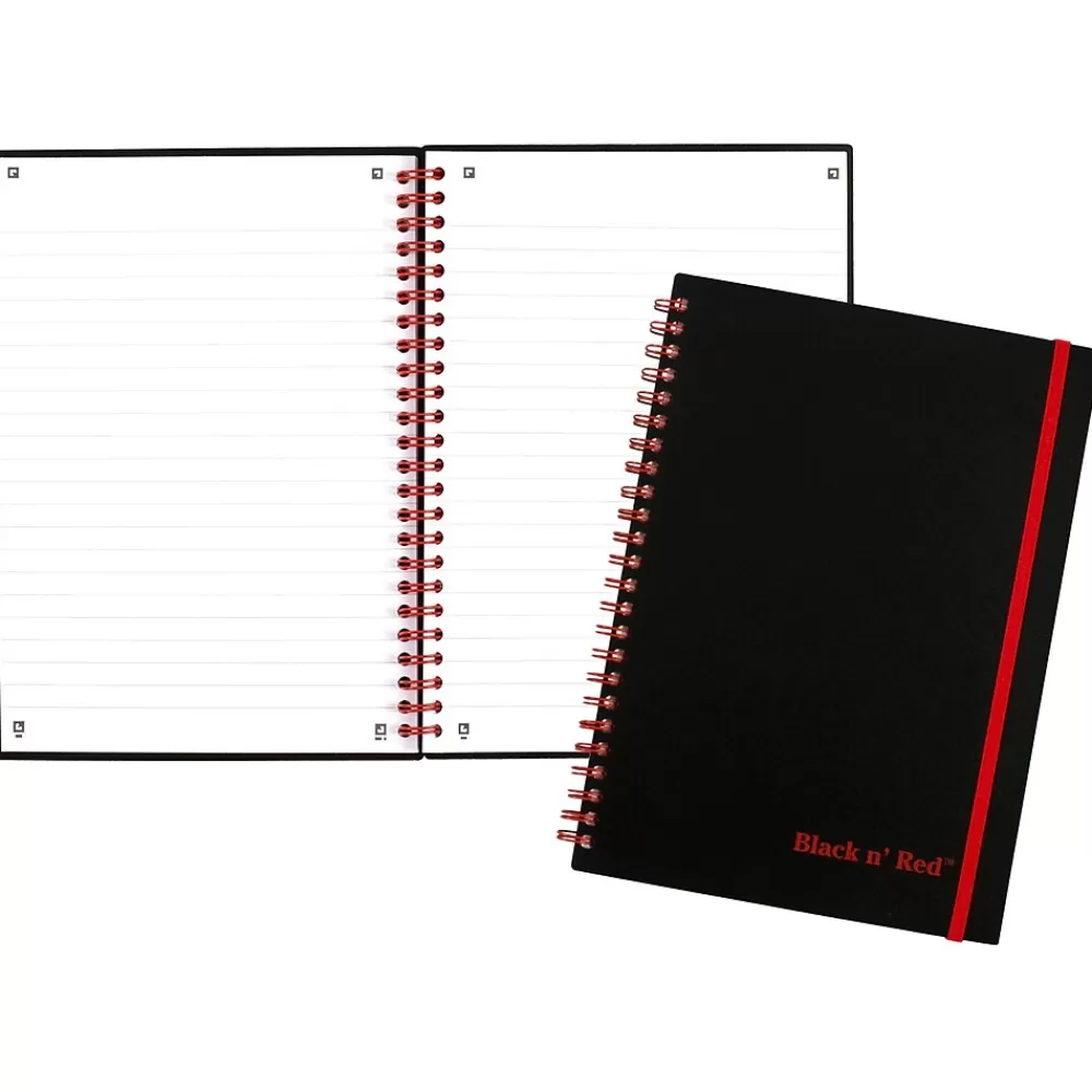 Black N' Red Notebooks<1-Subject Professional Notebooks, 5.875" x 8.25", Wide Ruled, 70 Sheets, Black (JDK-C67009)