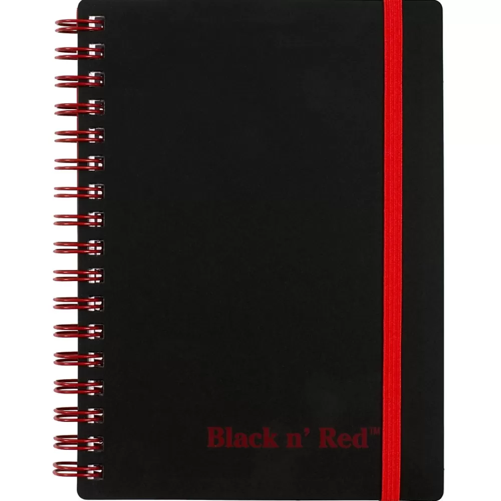 Black N' Red Subject Notebooks<1-Subject Professional Notebooks, 3.75" x 5.625", Wide Ruled, 70 Sheets, Black (JDKF67010)