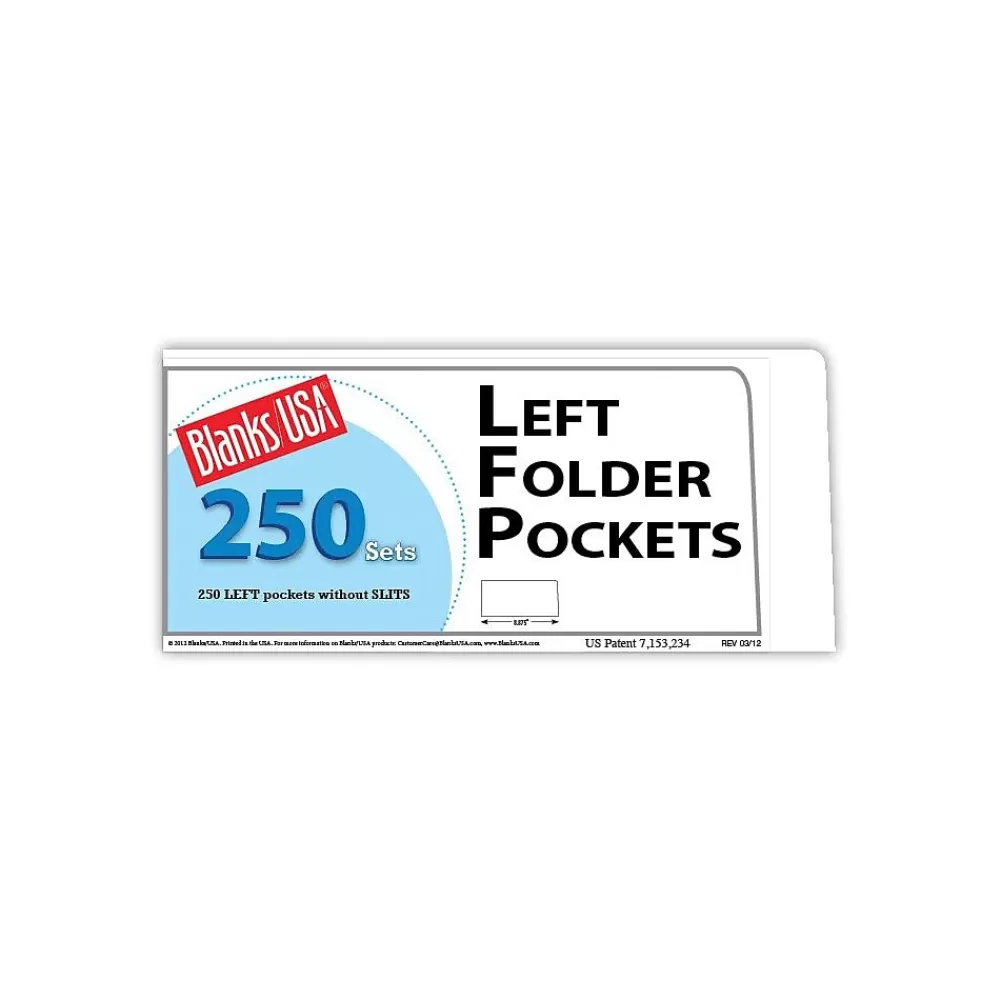 Blanke Pocket Folders<Blanks/USA® 8 7/8" x 4" 80 lbs. Matte Cover Left Folder With One Pocket, White, 250/Pack