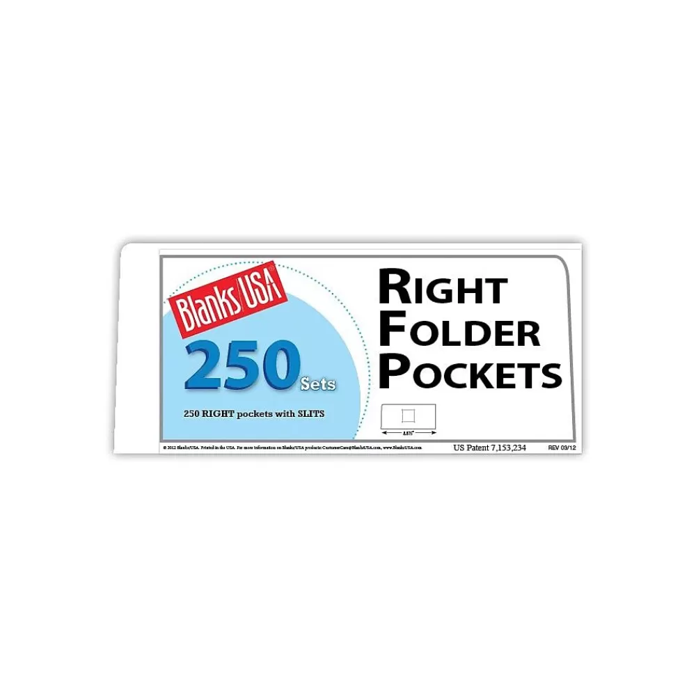 Blanke Pocket Folders<Blanks/USA® 8 7/8" x 4" 80 lbs. Matte Cover Right Folder With One Pocket, White, 250/Pack