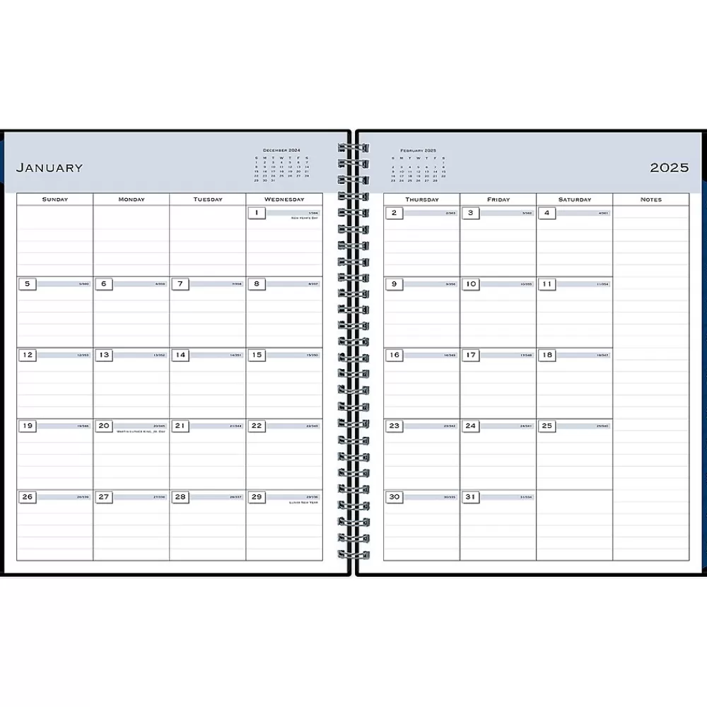 Blue Sky 2025 Planners<2025 7" x 9" Monthly Planner, Plastic Cover, Black (150855)