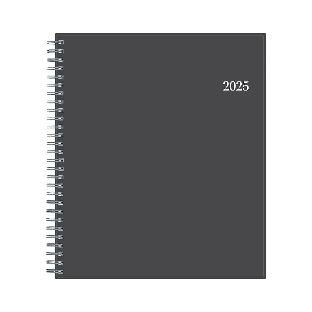 Blue Sky 2025 Planners<2025 8" x 10" Monthly Planner, Plastic Cover, Charcoal Gray (100011-25)