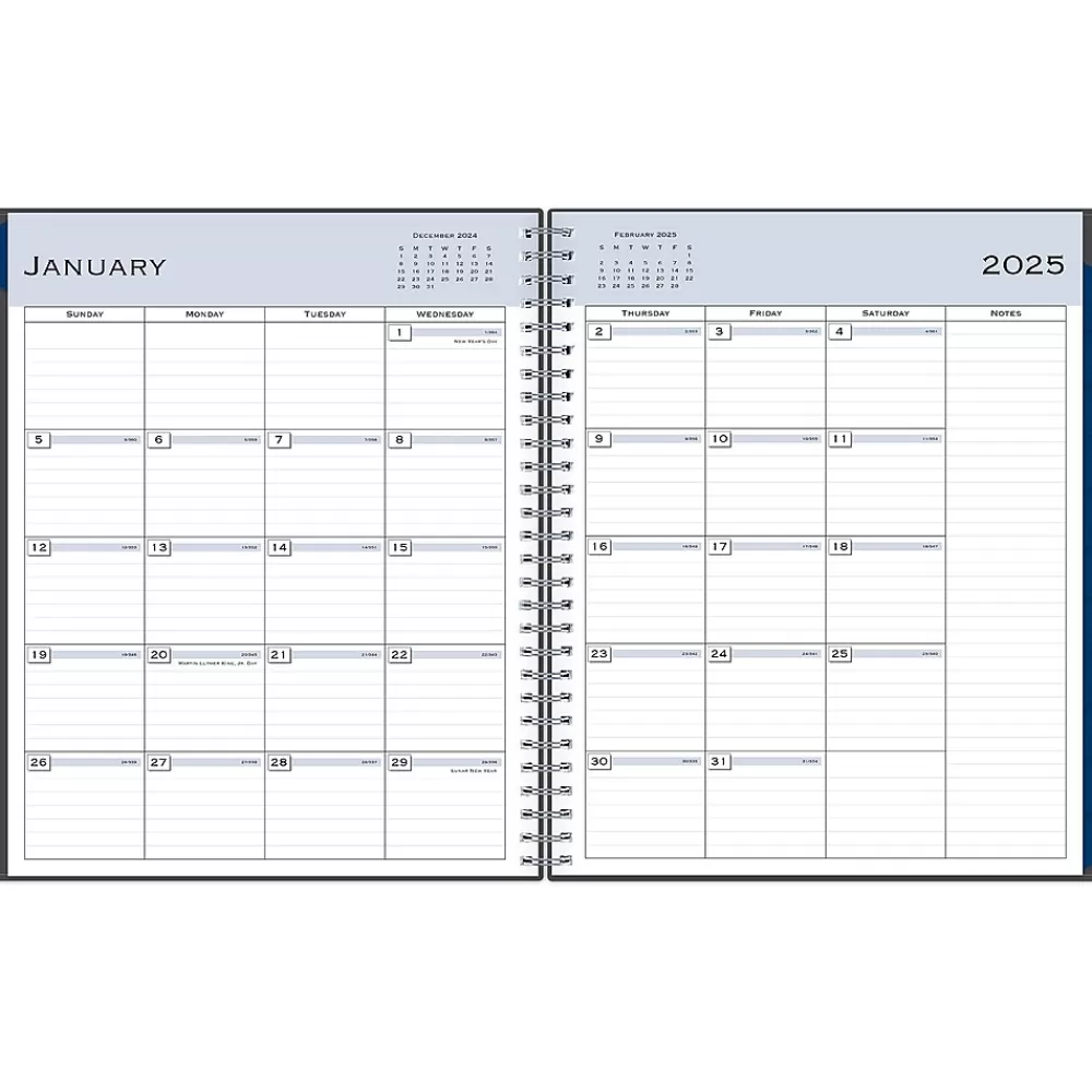 Blue Sky 2025 Planners<2025 8" x 10" Monthly Planner, Plastic Cover, Charcoal Gray (100011-25)