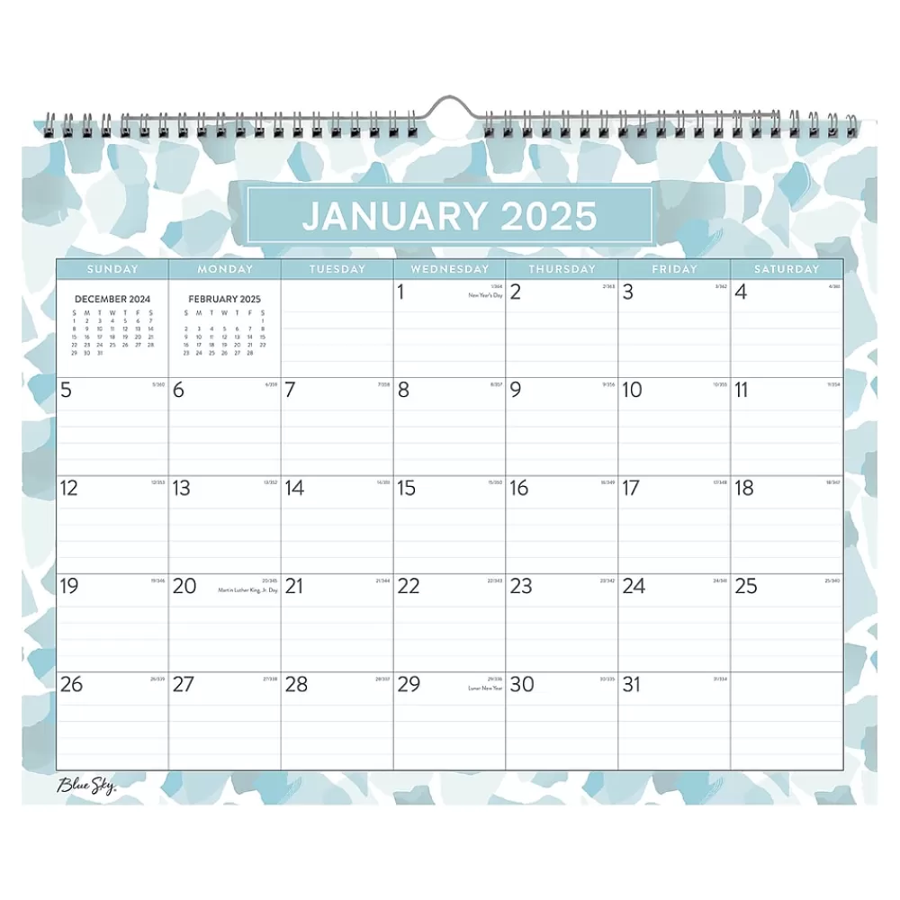 Blue Sky 2025 Calendars<2025 Amitza Blue 15" x 12" Monthly Wall Calendar, Blue/White (148772-25)