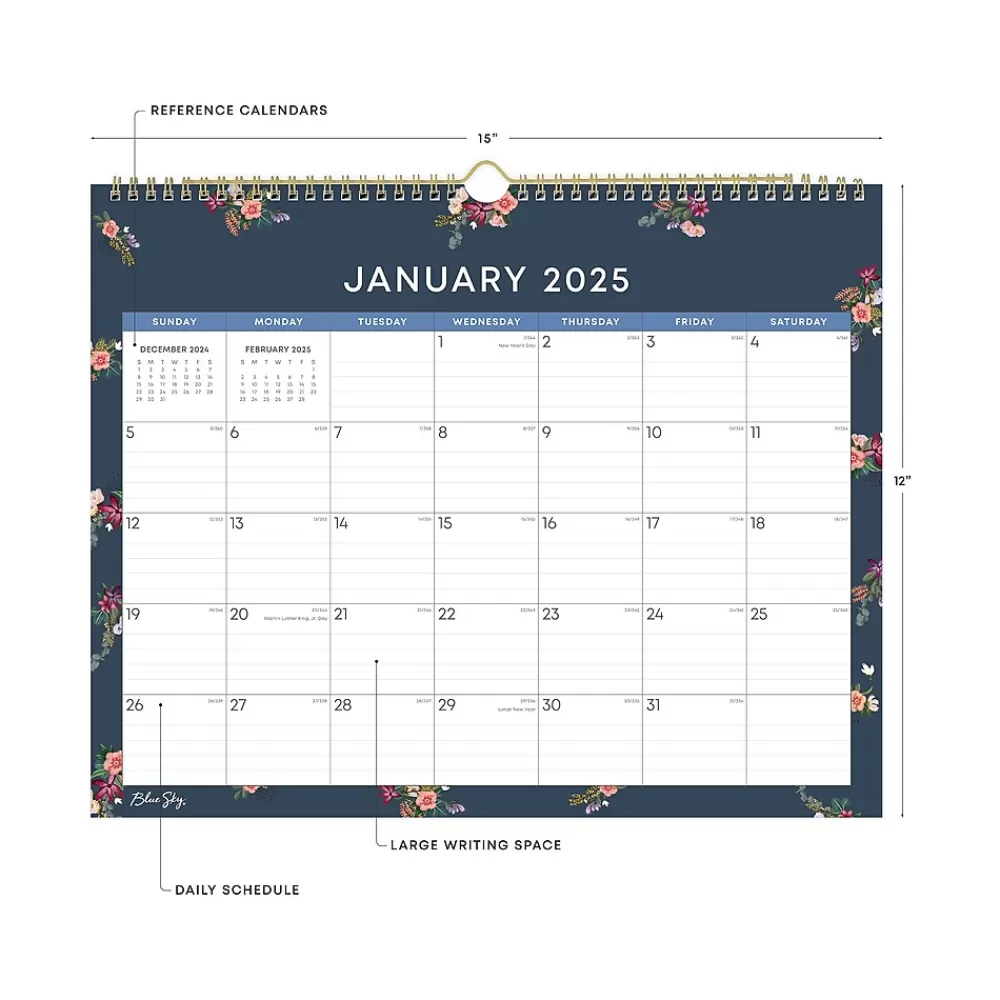 Blue Sky 2025 Calendars<2025 Ashlyn 15" x 12" Monthly Wall Calendar (148617-25)