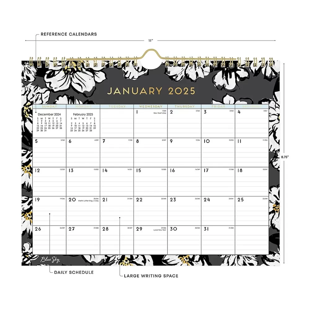 Blue Sky 2025 Calendars<2025 Baccara Dark 11" x 8.75" Monthly Wall Calendar (116052-25)