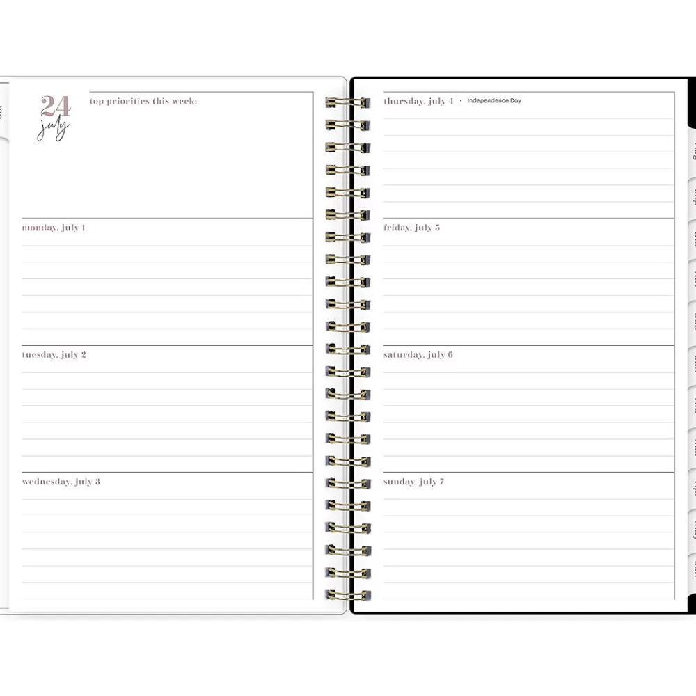Blue Sky Academic Planners<2024-2025 Belinda Selene Nyla 5" x 8" Academic Weekly & Monthly Planner, White/Black (149822)