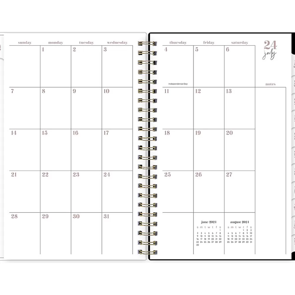 Blue Sky Academic Planners<2024-2025 Belinda Selene Nyla 5" x 8" Academic Weekly & Monthly Planner, White/Black (149822)