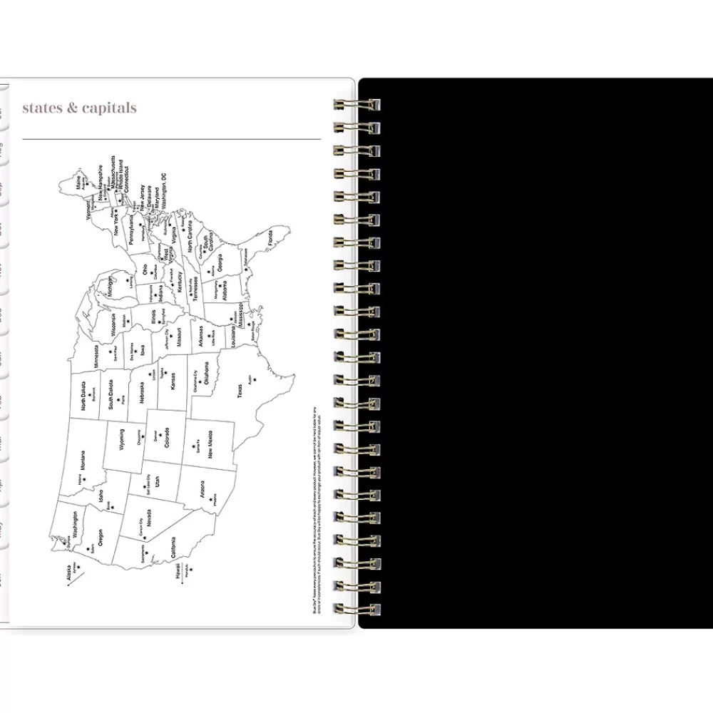 Blue Sky Academic Planners<2024-2025 Belinda Selene Nyla 5" x 8" Academic Weekly & Monthly Planner, White/Black (149822)