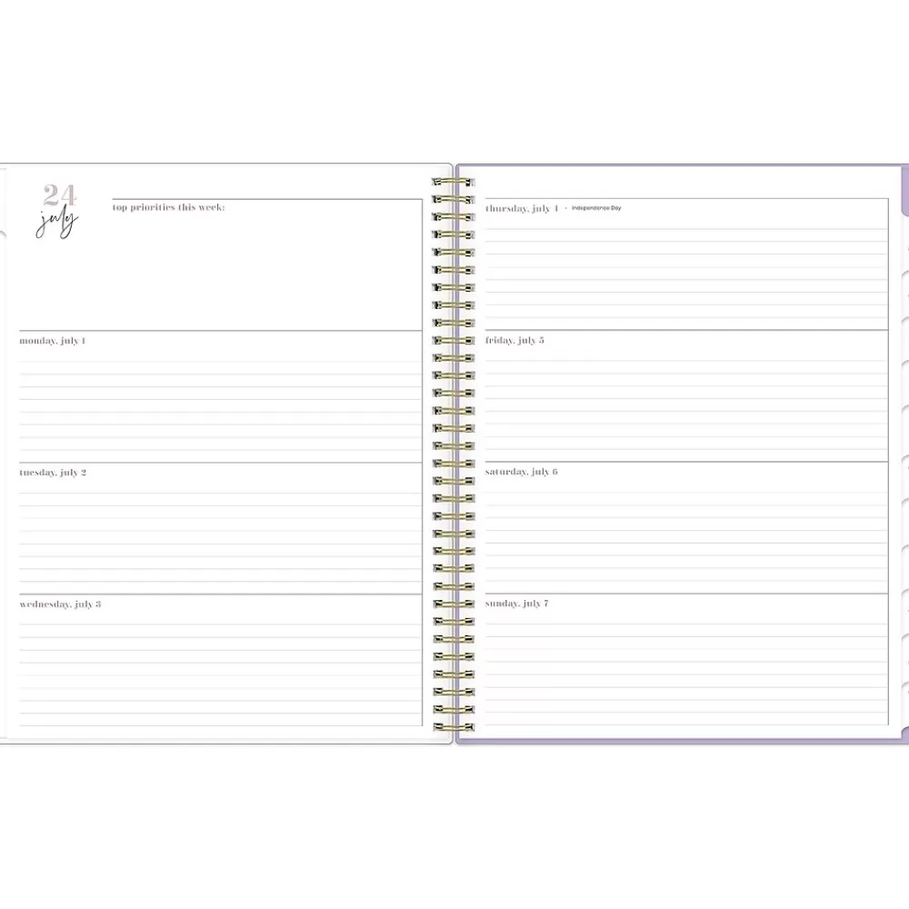 Blue Sky Academic Planners<2024-2025 Belinda Selene Sienna Lilac 8.5" x 11" Academic Weekly & Monthly Planner, Plastic Cover, Purple/White