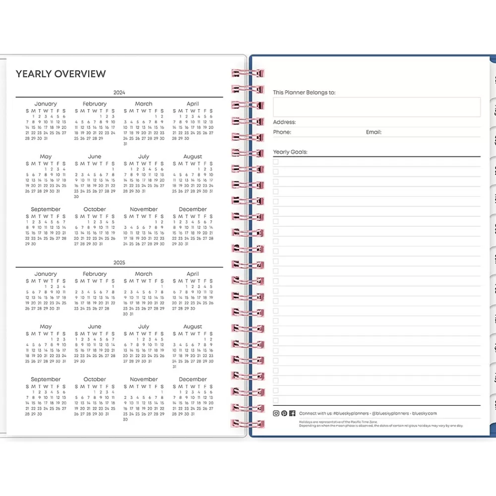 Blue Sky Academic Planners<2024-2025 Brandice 5" x 8" Academic Weekly & Monthly Planner, Plastic Cover, Multicolor (146853)