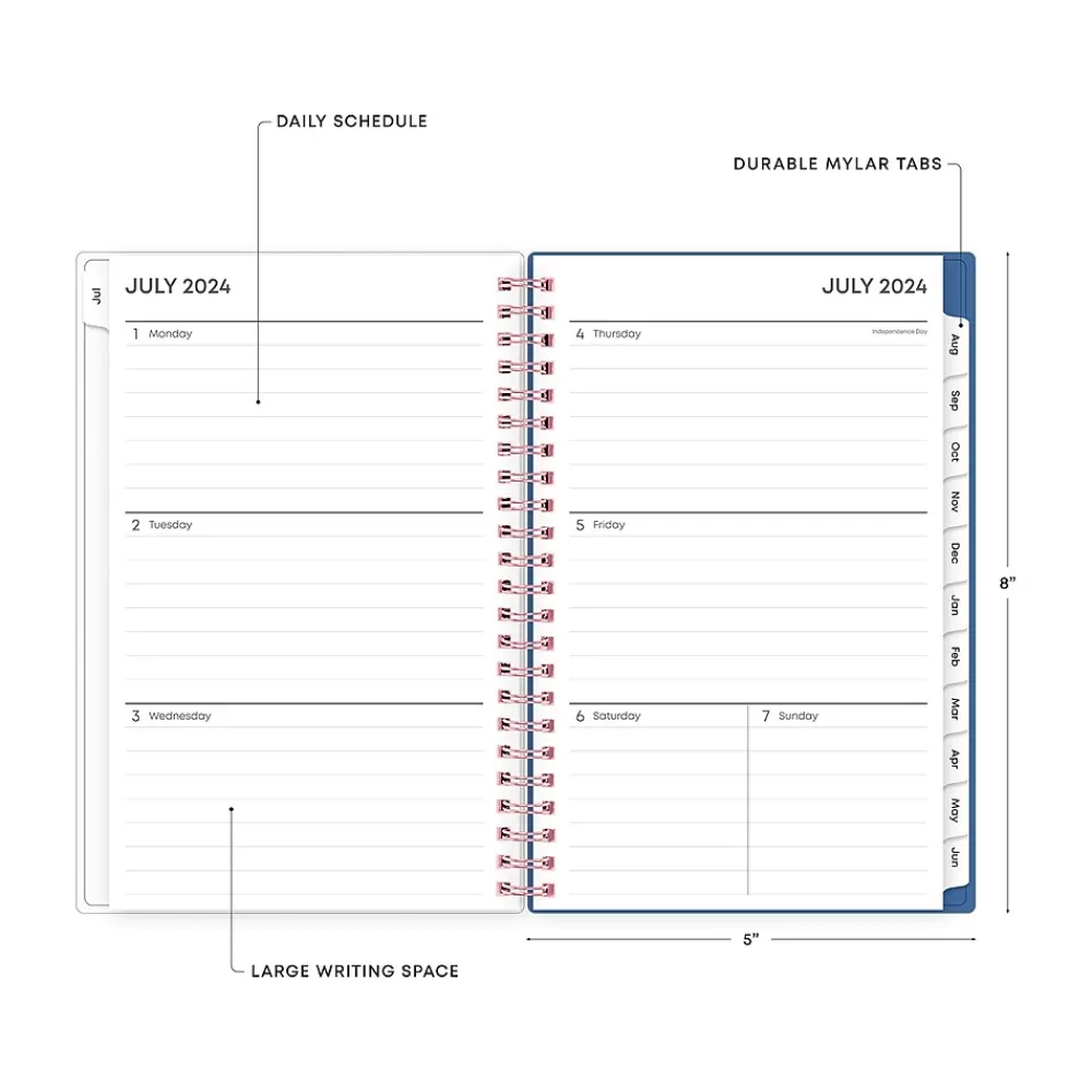 Blue Sky Academic Planners<2024-2025 Brandice 5" x 8" Academic Weekly & Monthly Planner, Plastic Cover, Multicolor (146853)
