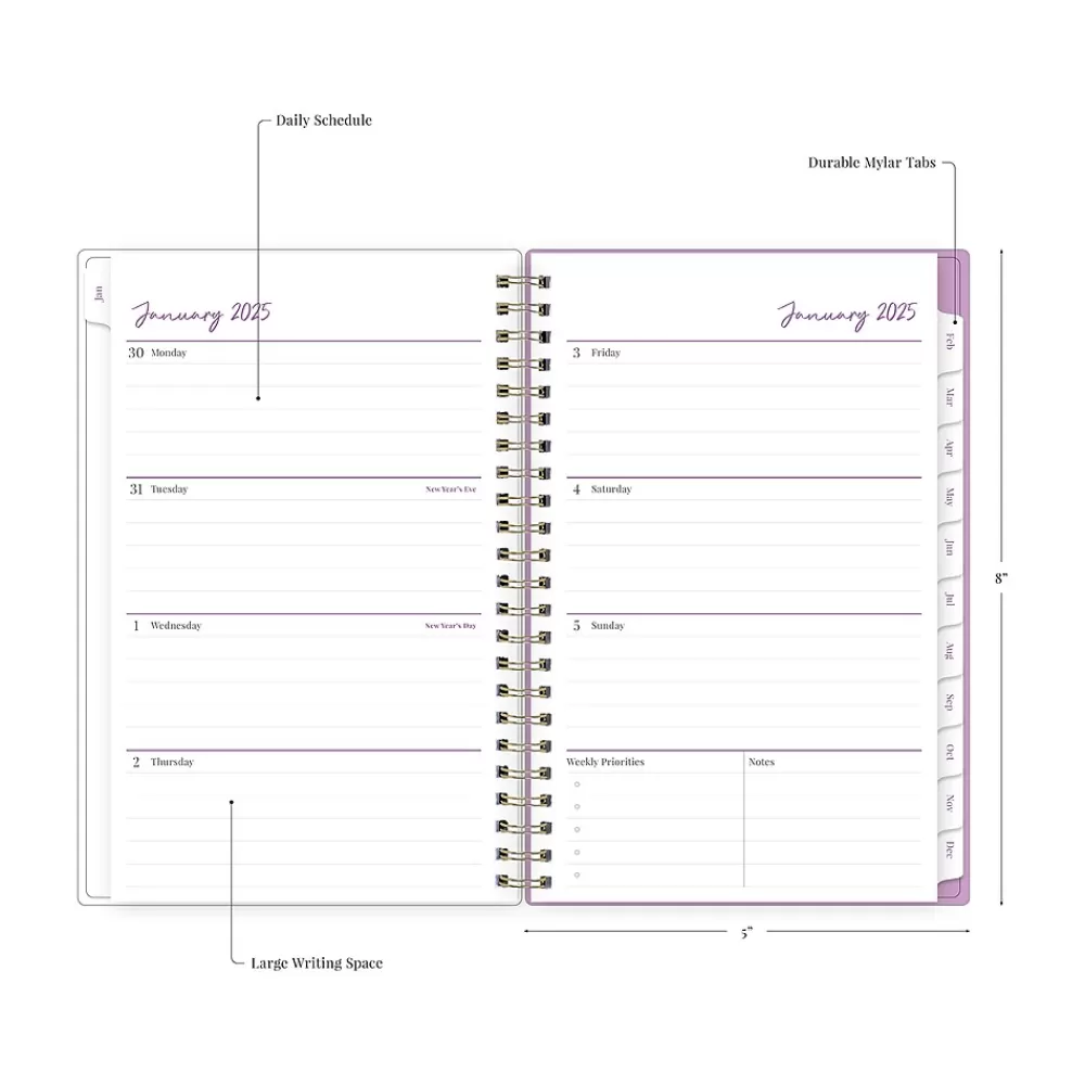 Blue Sky 2025 Planners<2025 Britt Mills Ella Bloom 5" x 8" Weekly & Monthly Planner, Plastic Cover, Multicolor (152471)