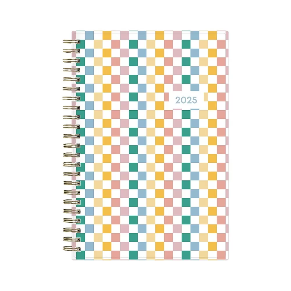 Blue Sky 2025 Planners<2025 Checkerboard 5" x 8" Weekly & Monthly Planner, Plastic Cover, Multicolor (152477)