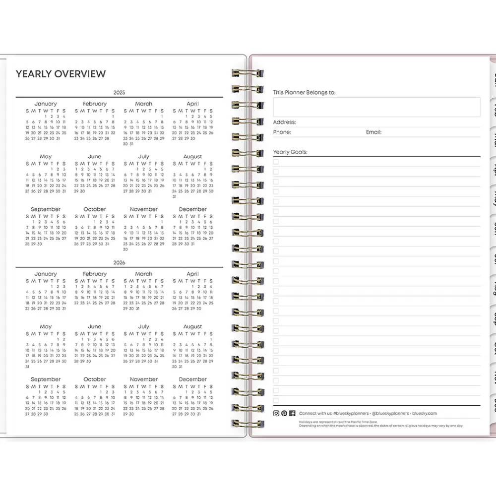 Blue Sky 2025 Planners<2025 Checkerboard 5" x 8" Weekly & Monthly Planner, Plastic Cover, Multicolor (152477)