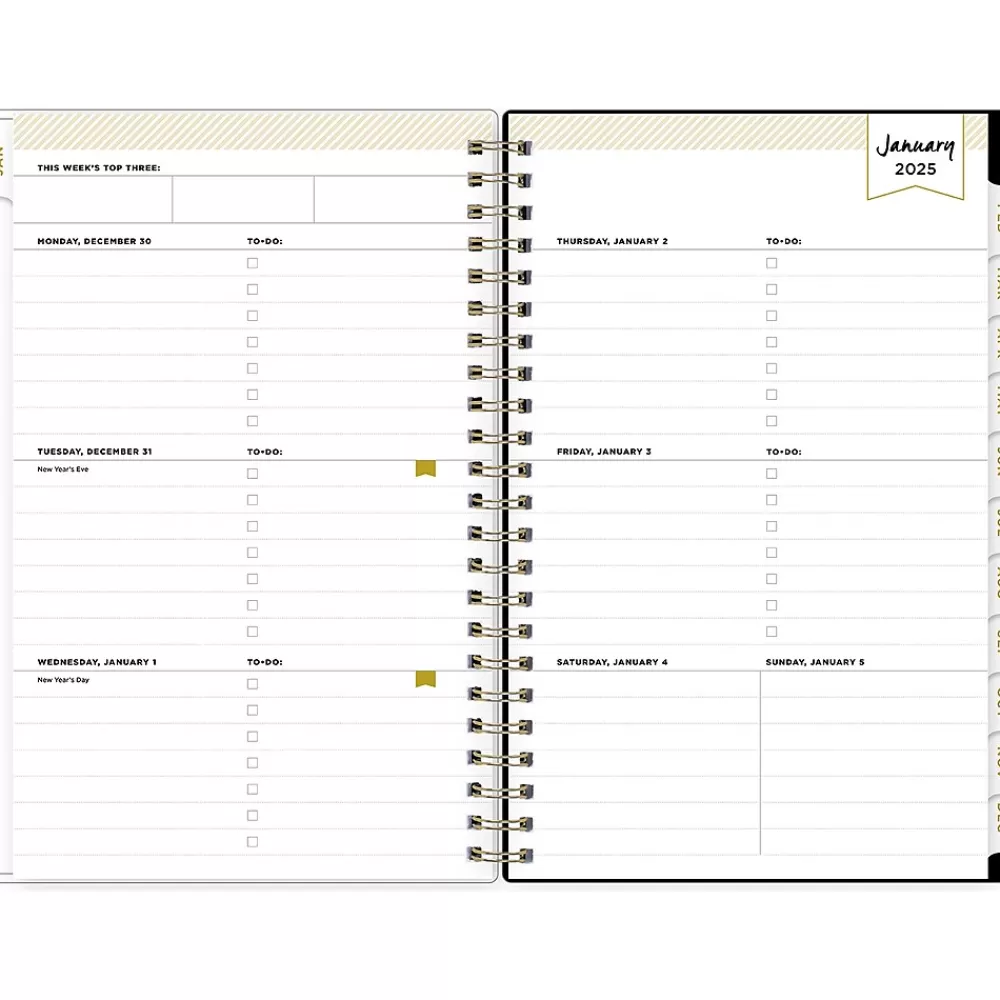 Blue Sky 2025 Planners<2025 Day Designer Swiss Dot 5" x 8" Weekly & Monthly Planner, Plastic Cover, Black/Gold (148135)