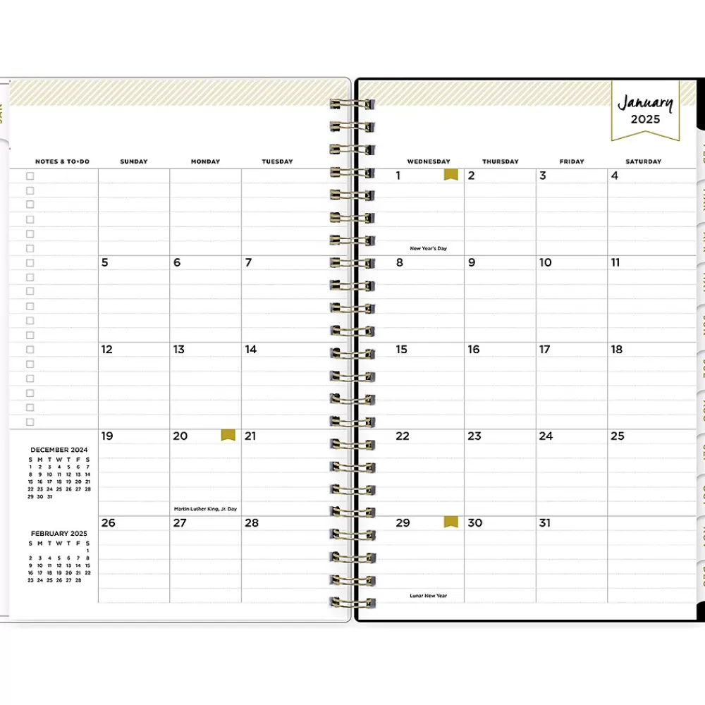 Blue Sky 2025 Planners<2025 Day Designer Swiss Dot 5" x 8" Weekly & Monthly Planner, Plastic Cover, Black/Gold (148135)