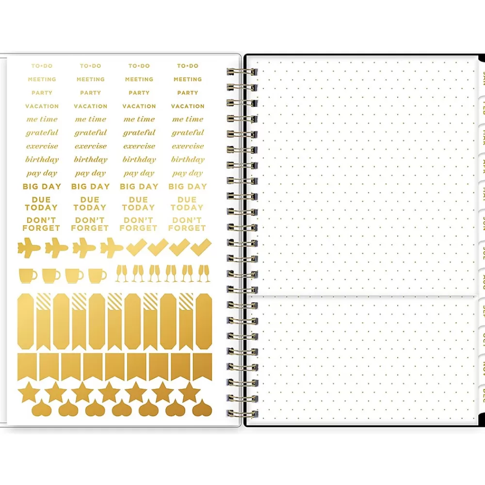 Blue Sky 2025 Planners<2025 Day Designer Swiss Dot 5" x 8" Weekly & Monthly Planner, Plastic Cover, Black/Gold (148135)