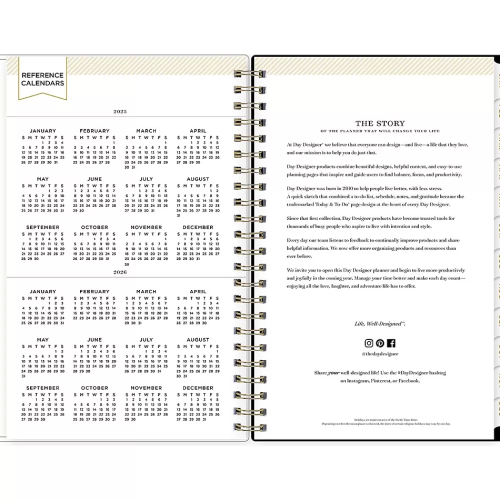 Blue Sky 2025 Planners<2025 Day Designer Swiss Dot 5" x 8" Weekly & Monthly Planner, Plastic Cover, Black/Gold (148135)