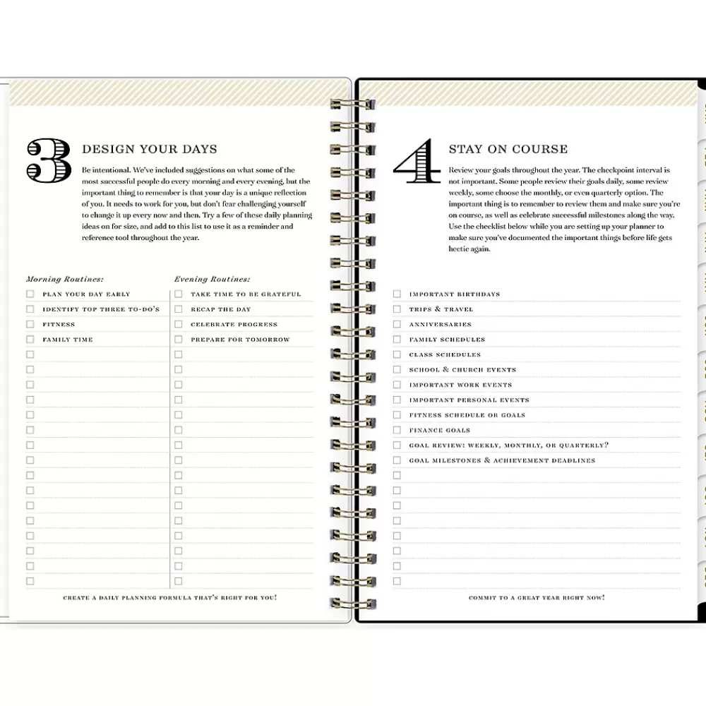 Blue Sky 2025 Planners<2025 Day Designer Swiss Dot 5" x 8" Weekly & Monthly Planner, Plastic Cover, Black/Gold (148135)