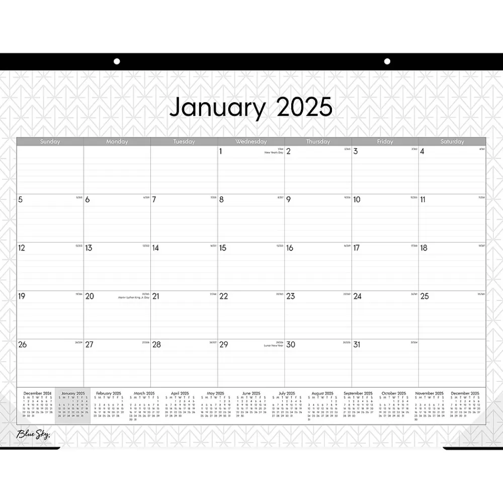 Blue Sky 2025 Calendars<2025 Enterprise 22" x 17" Monthly Desk Pad Calendar, White/Gray (111294-25)