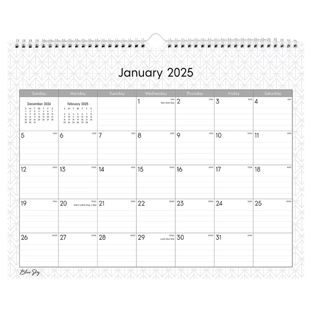 Blue Sky 2025 Calendars<2025 Enterprise 15" x 12" Monthly Wall Calendar, White/Gray (111292-25)