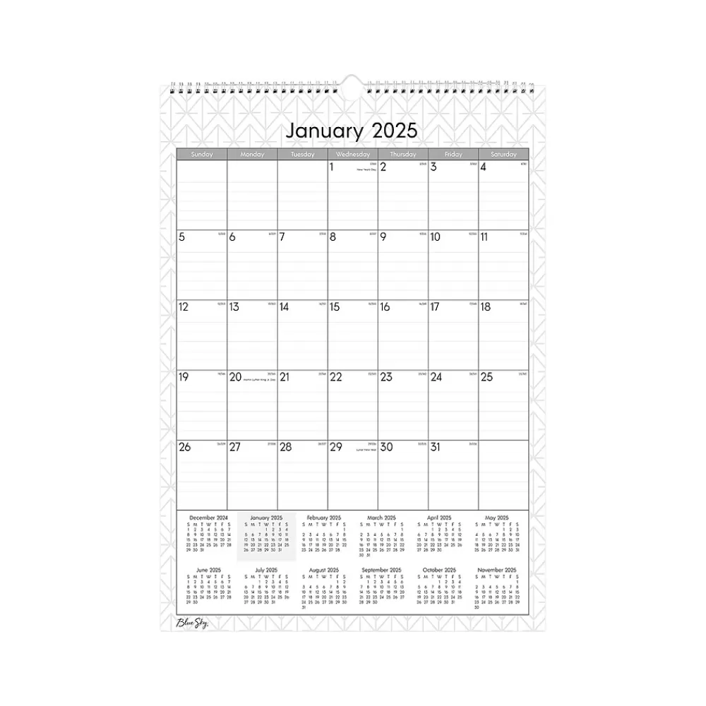 Blue Sky 2025 Calendars<2025 Enterprise 12" x 17" Monthly Wall Calendar, White/Gray (117373-25)