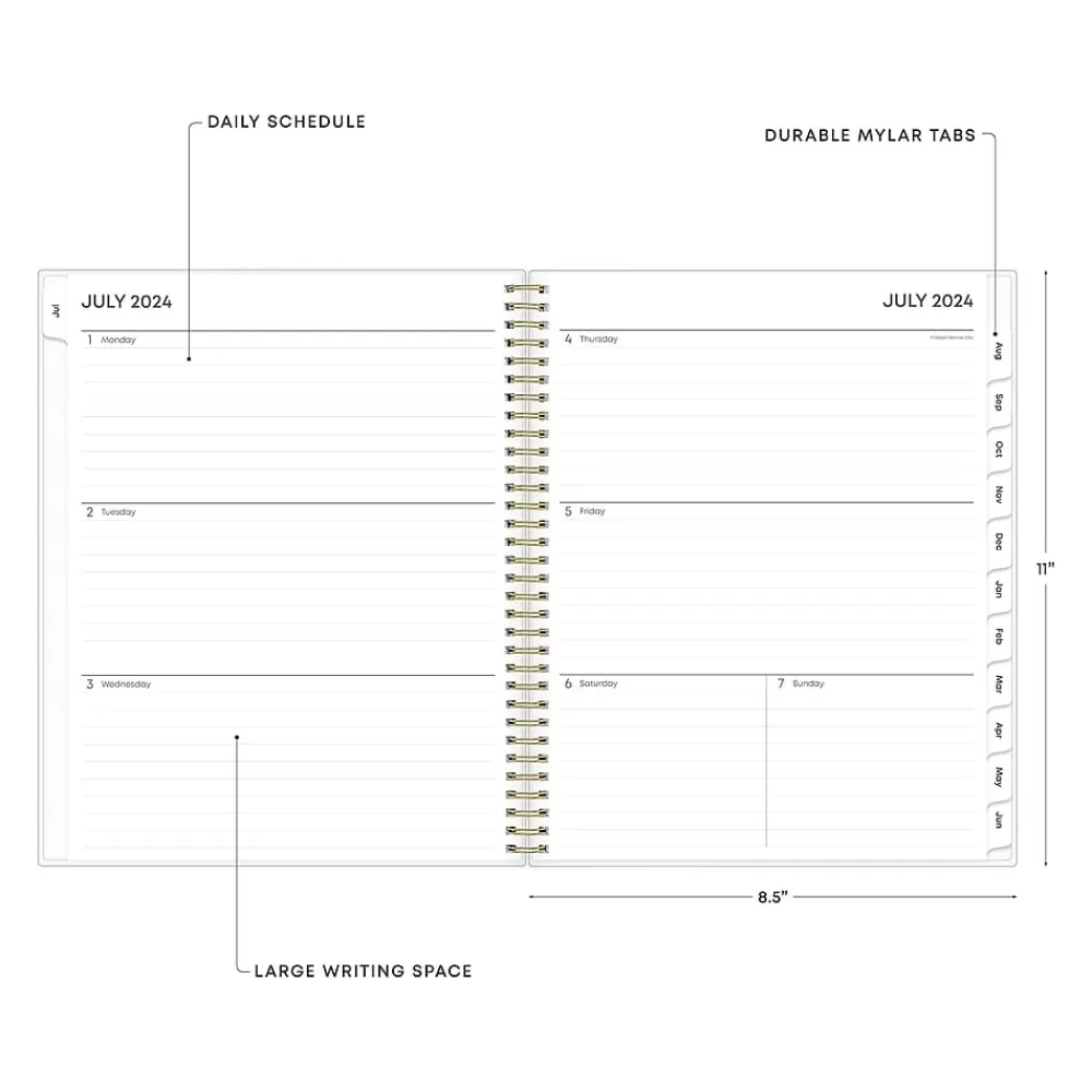 Blue Sky Academic Planners<2024-2025 Gemma 8.5" x 11" Academic Weekly & Monthly Planner, Plastic Cover, Blue/White (118177-A25)
