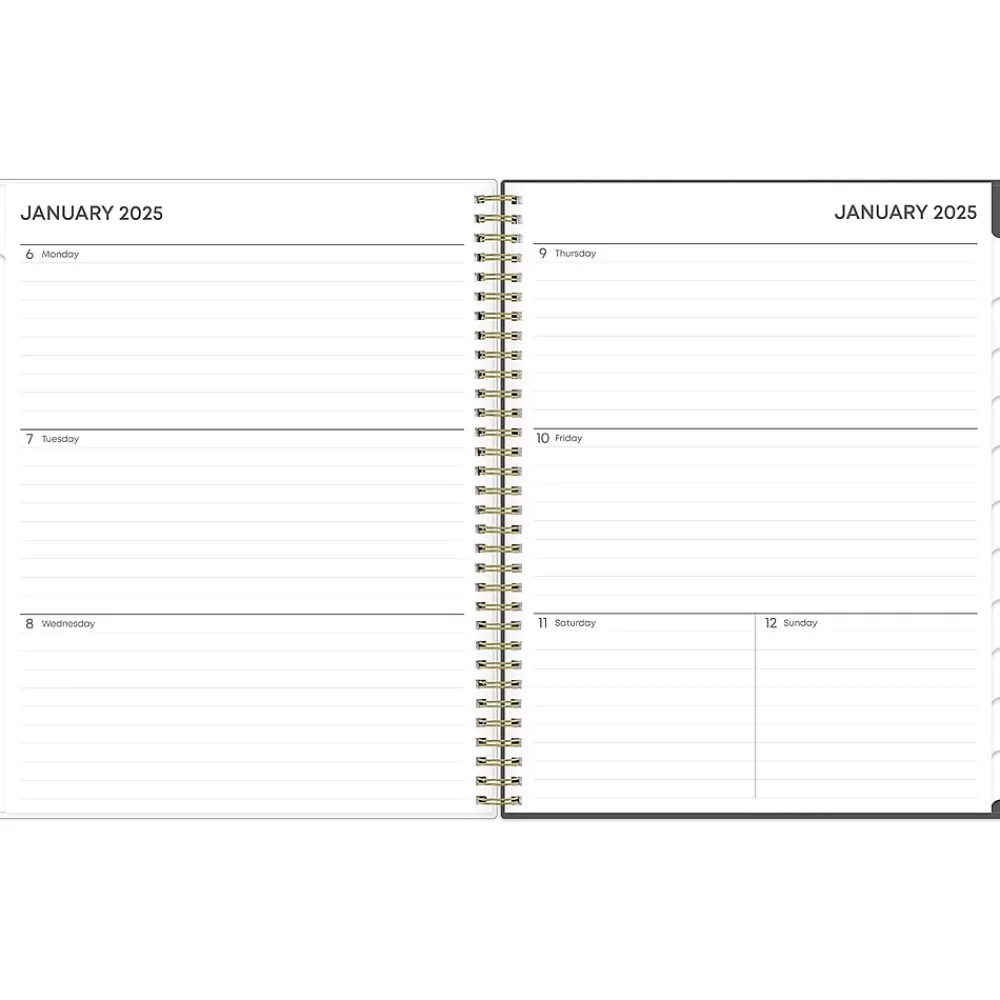 Blue Sky 2025 Planners<2025 Makeera 8.5" x 11" Weekly & Monthly Planner, Plastic Cover, Dark Gray/White (150784)