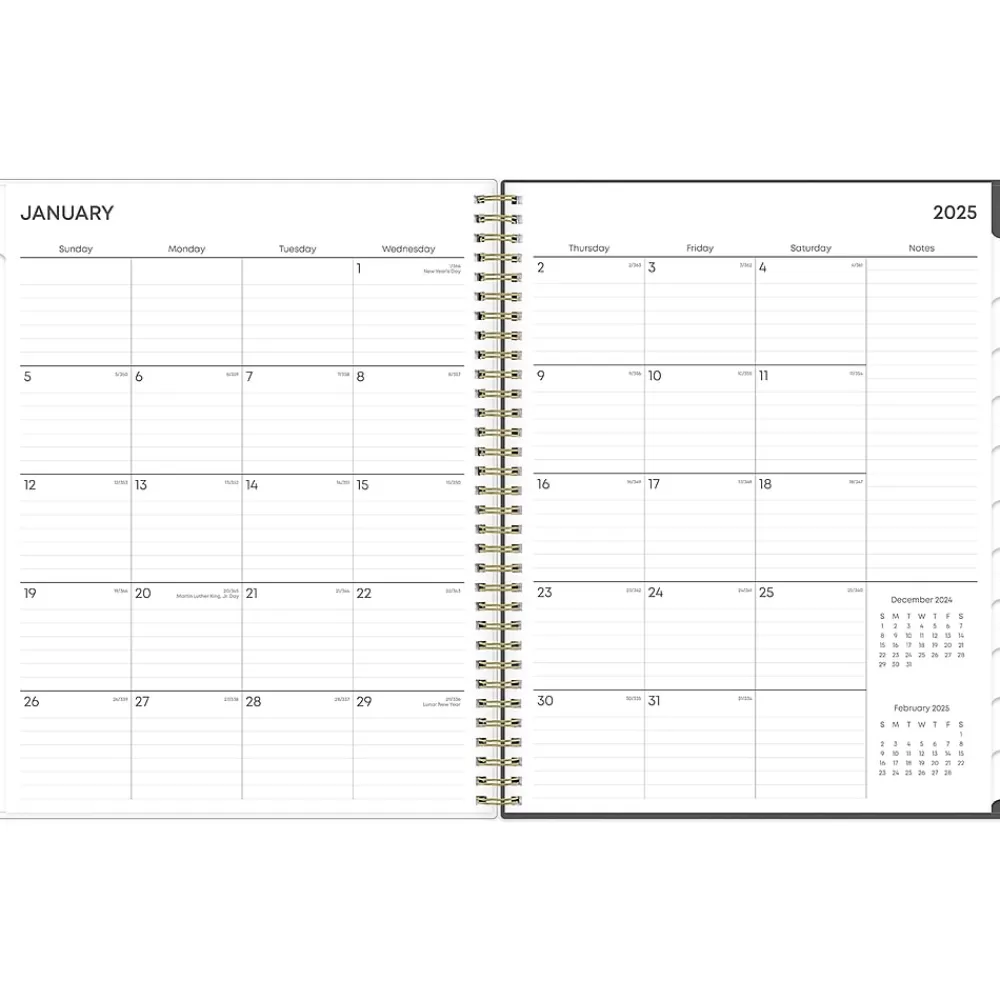 Blue Sky 2025 Planners<2025 Makeera 8.5" x 11" Weekly & Monthly Planner, Plastic Cover, Dark Gray/White (150784)