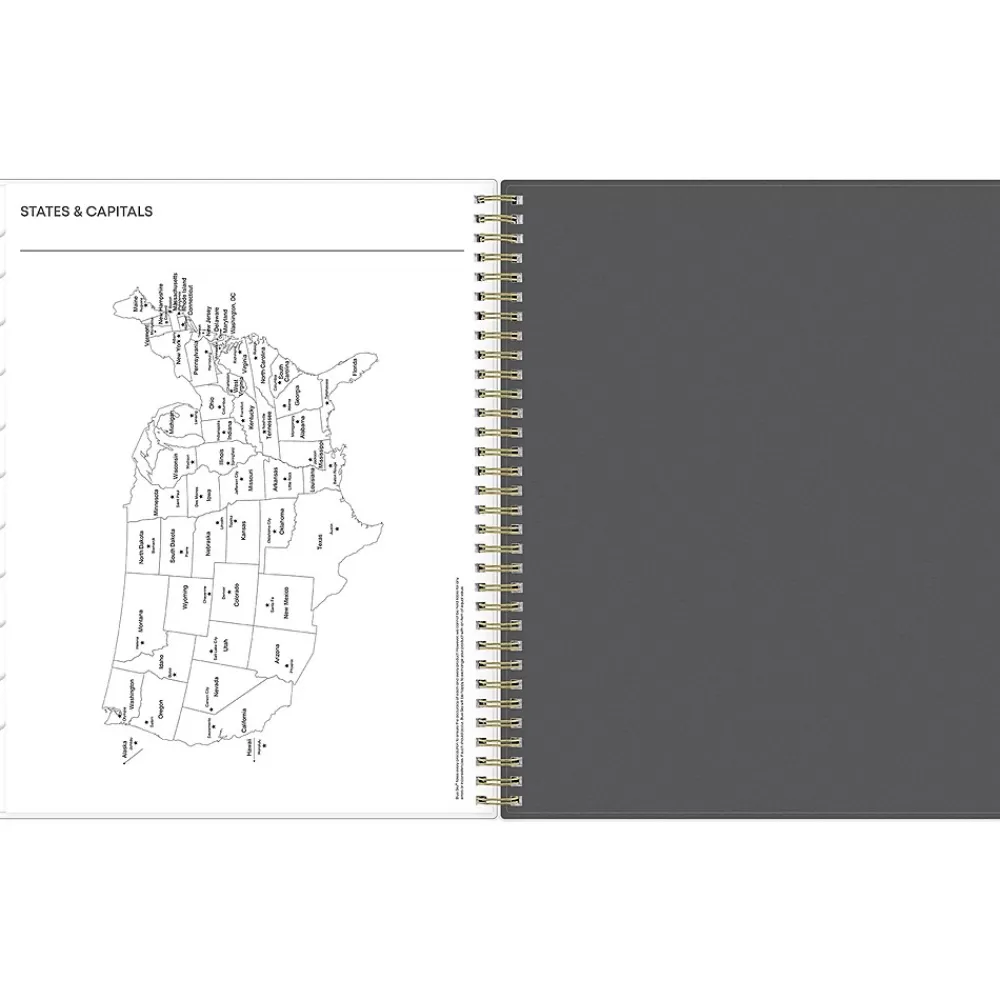 Blue Sky 2025 Planners<2025 Makeera 8.5" x 11" Weekly & Monthly Planner, Plastic Cover, Dark Gray/White (150784)