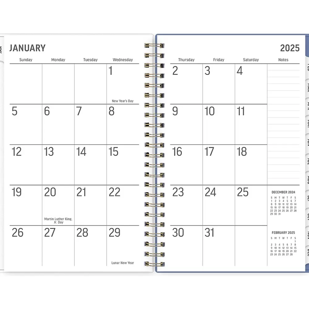 Blue Sky 2025 Planners<2025 Nalakina 5" x 8" Weekly & Monthly Planner, Plastic Cover, Blue (152240)