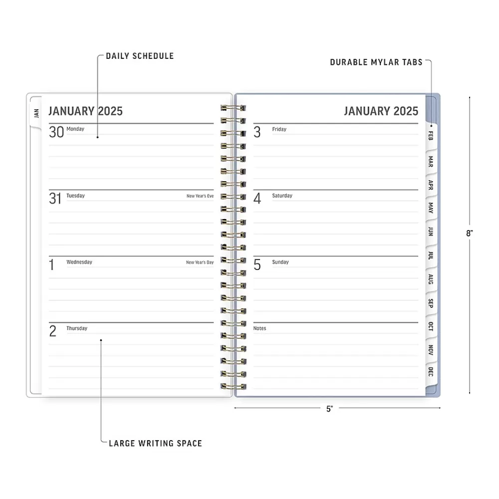 Blue Sky 2025 Planners<2025 Nalakina 5" x 8" Weekly & Monthly Planner, Plastic Cover, Blue (152240)