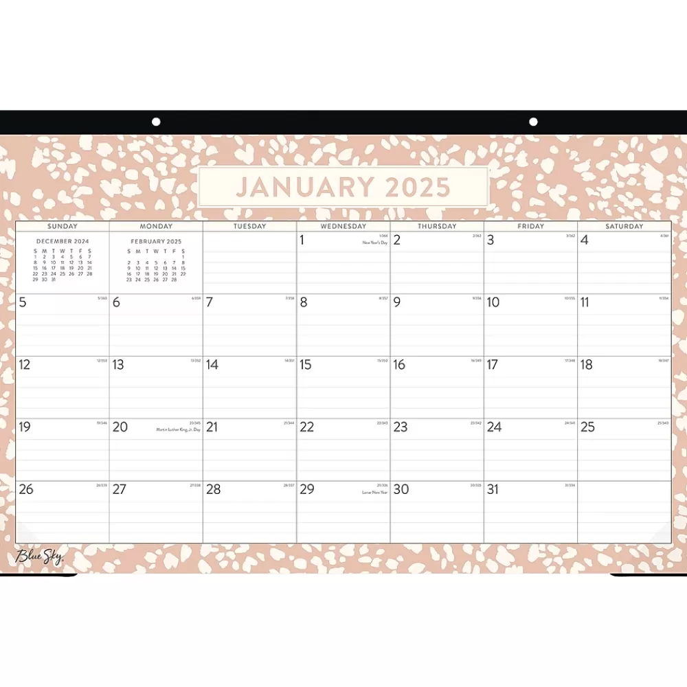 Blue Sky 2025 Calendars<2025 Natalya 17" x 11" Monthly Desk Pad Calendar, Pink/White (148771-25)