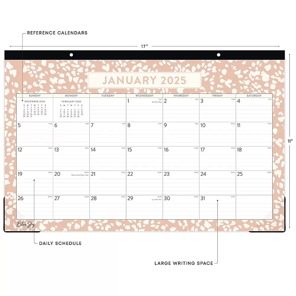 Blue Sky 2025 Calendars<2025 Natalya 17" x 11" Monthly Desk Pad Calendar, Pink/White (148771-25)