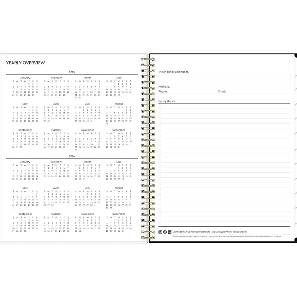 Blue Sky 2025 Planners<2025 Nevaeh 8.5" x 11" Weekly & Monthly Planner, Plastic Cover, Multicolor (143945-25)