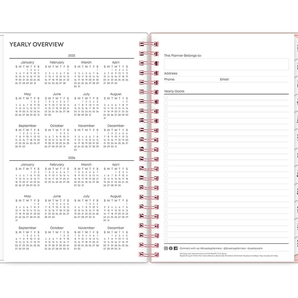Blue Sky 2025 Planners<2025 Quilted Garden 5" x 8" Weekly & Monthly Planner, Plastic Cover, Multicolor (152480)