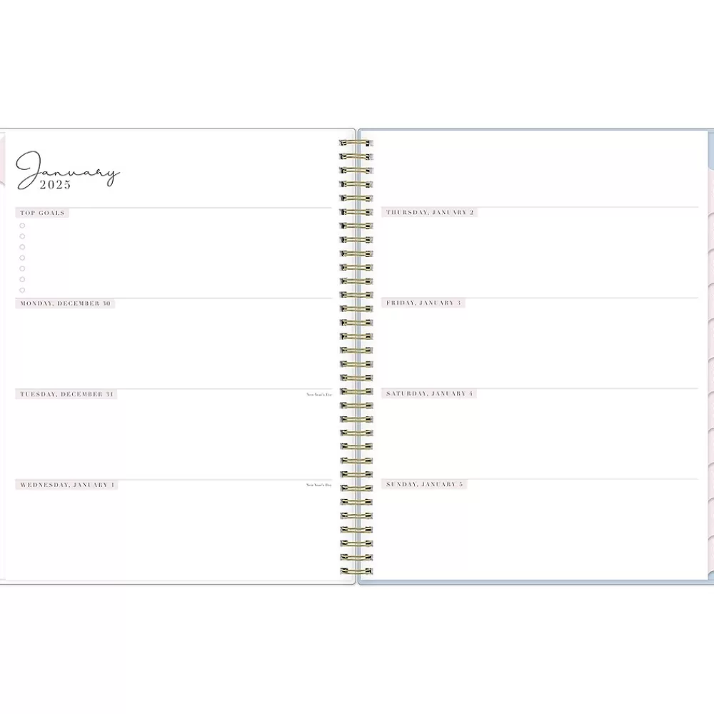 Blue Sky 2025 Planners<2025 Rachel Parcell Parcella 8.5" x 11" Weekly & Monthly Planner, Plastic Cover, Blue/White (151203)