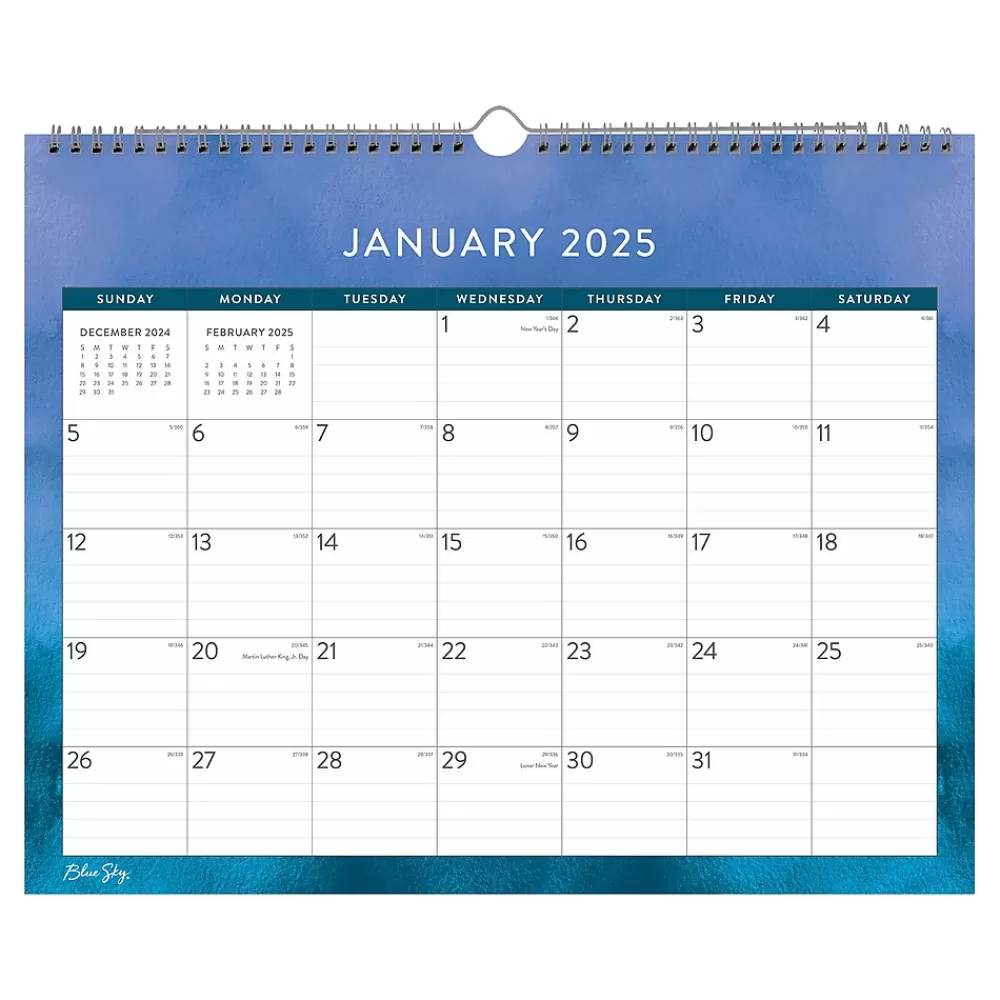 Blue Sky 2025 Calendars<2025 Savoy Cool 15" x 12" Monthly Wall Calendar, Blue (148770-25)