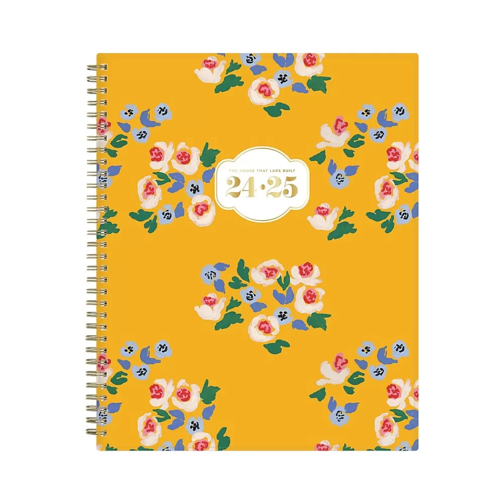 Blue Sky Academic Planners<2024-2025 The House That Lars Built Yellow Floral 8.5" x 11" Academic Weekly & Monthly Planner, Plastic Cover
