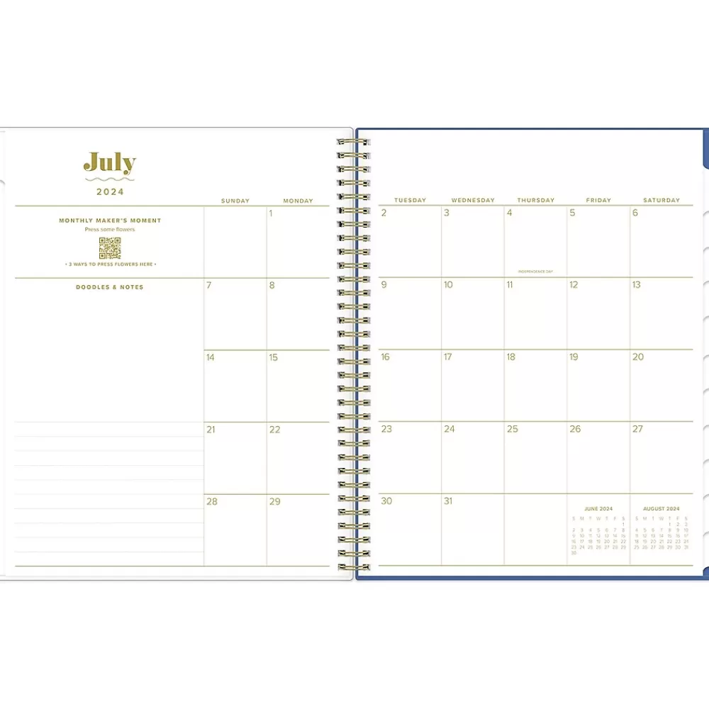Blue Sky Academic Planners<2024-2025 The House That Lars Built Yellow Floral 8.5" x 11" Academic Weekly & Monthly Planner, Plastic Cover