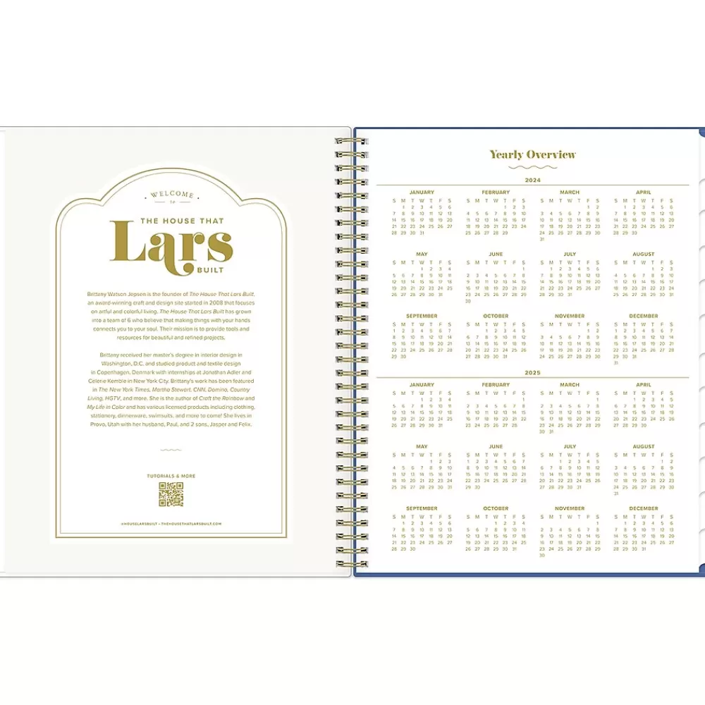 Blue Sky Academic Planners<2024-2025 The House That Lars Built Yellow Floral 8.5" x 11" Academic Weekly & Monthly Planner, Plastic Cover