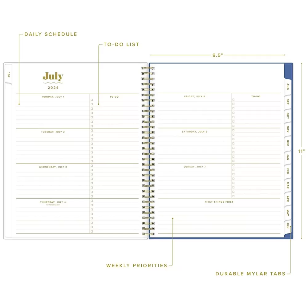 Blue Sky Academic Planners<2024-2025 The House That Lars Built Yellow Floral 8.5" x 11" Academic Weekly & Monthly Planner, Plastic Cover