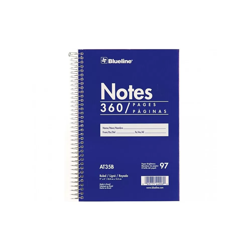 Blueline Notepads<Notes Steno Pad, 6" x 9", Ruled, Blue, 180 Sheets/Pad (AT35B)