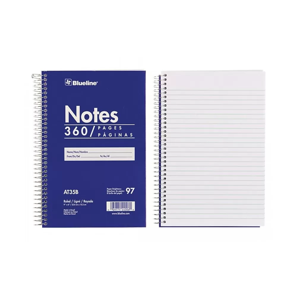 Blueline Notepads<Notes Steno Pad, 6" x 9", Ruled, Blue, 180 Sheets/Pad (AT35B)