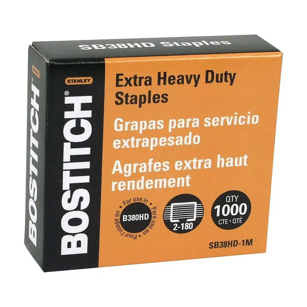 Bostitch Staples<1" Length High Capacity Staples, Full Strip, 1000/Box (SB38HD-1M)