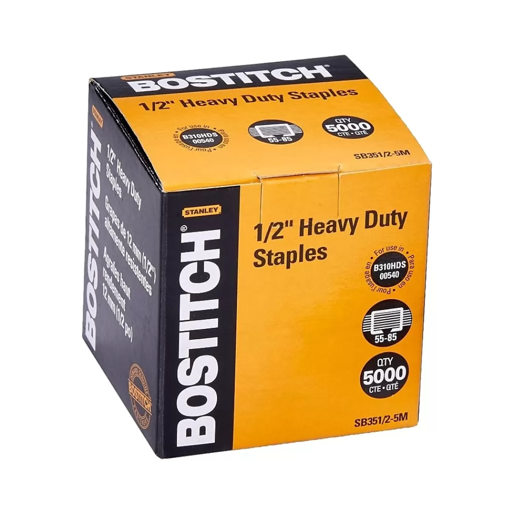 Bostitch Staples<1/2" Length High Capacity Staples, Full Strip, 5000/Box (SB351/2-5M)